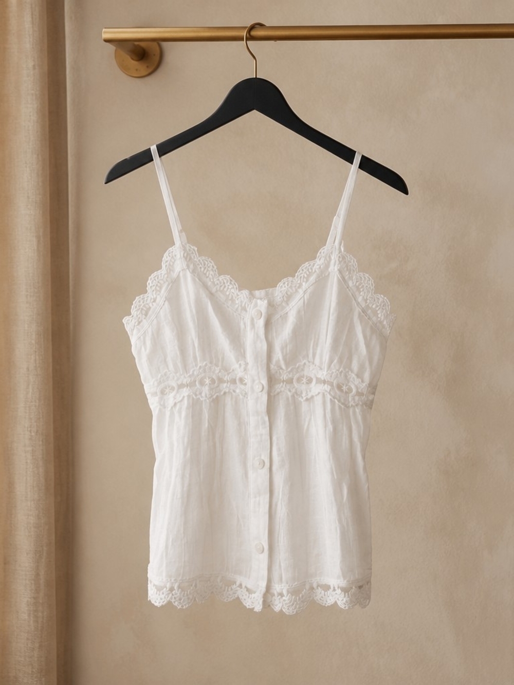SHEIN White Textured Button-Front Cami